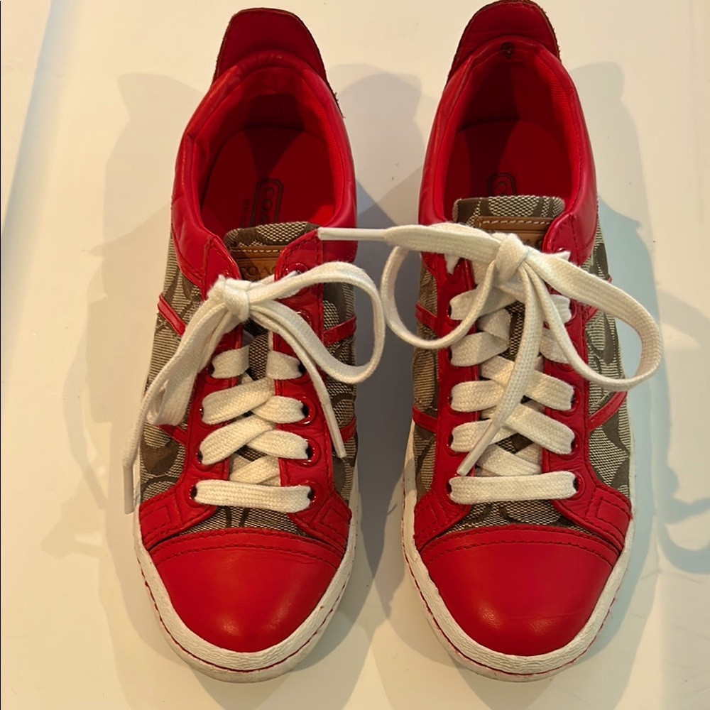 COACH Stylish Red Women's Sneakers